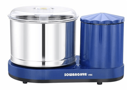 Sowbaghya Vibe 2Ltr Table Top Wet Grinder (Metallic Blue) | Heavy Duty Motor | Ideal for Your Kitchen | 2Ltr Wet Grinder for All Kinds of Batter for South Indian Dishes